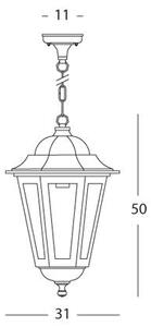 Lampada Lanterna Sospesa Colore Nero per Esterno Linea Maxi Esagonale Livos