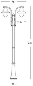 Lampada Palo Alto Due Luci per Giardino Colore Grigio per Esterno Linea Ice Livos