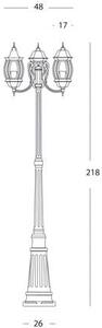Lampada Palo Tre Luci per Giardino Colore Grigio per Esterno Linea Molata Sovil