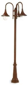 Lampada Palo Tre Luci per Giardino Colore Ruggine per Esterno Linea Deluxe Livos