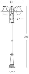 Lampada Palo Alto Tre Luci per Giardino Colore Grigio per Esterno Linea Ice Livos