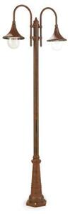 Lampada Palo Due Luci per Giardino Colore Ruggine per Esterno Linea Deluxe Livos