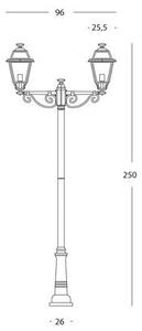 Lampada Palo Alto Due Luci per Giardino Colore Grigio per Esterno Linea Elegance Livos