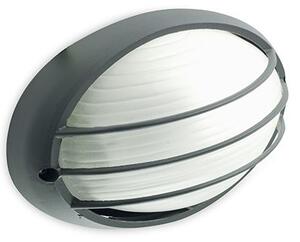 Lampada Plafoniera Ovale Piccola con Griglia Colore Grigio per Esterno Linea Garden Livos
