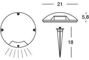 Lampada Segna Passo a Uno 1X1W a Led Colore Grigio Grafite per Esterno Linea Moon Sovil