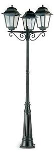 Lampada Palo Alto Tre Luci per Giardino Colore Nero per Esterno Linea Maxi Quadrata Livos