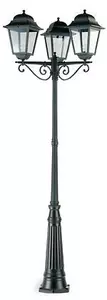 Lampada Palo Alto Tre Luci per Giardino Colore Nero per Esterno Linea Maxi Quadrata Livos