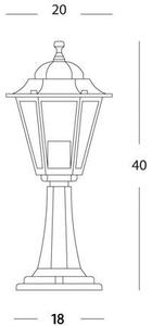 Lampada Palo Paletto da Cancello Colore Nero per Esterno Linea Mini Esagonale Sovil