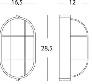 Lampada Plafoniera Ovale Grande con Gabbia Colore Bianco per Esterno Linea Industriale Sovil