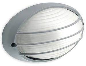 Lampada Plafoniera Ovale Piccola con Griglia Colore Alluminio per Esterno Linea Garden Livos
