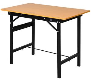 Tavolo da Lavoro Pieghevole 100x60x75,5 cm in Acciaio e MDF Nero