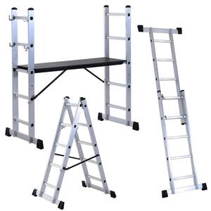 Mini Ponteggio Trabattello Scala 130x70x140 cm in Alluminio Portata max 150 Kg