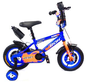 Bicicletta per Bambino 14" 2 Freni con Borraccia e Scudetto Frontale Blu e Arancione