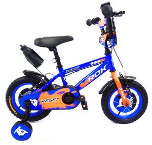 Bicicletta per Bambino 16" 2 Freni con Borraccia e Scudetto Frontale Blu e Arancione