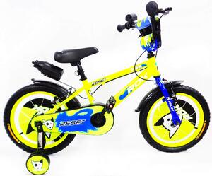 Bicicletta per Bambino 16" 2 Freni con Borraccia e Scudetto Frontale Gialla e Blu
