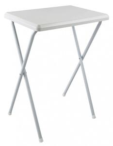 Tavolino Alto 52x38x68 h cm in Metallo e PVC Bianco