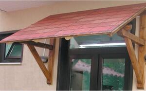 Pensilina Tettoia in Legno Massello con Copertura in Perline di Abete 180X100Cm per Arredo Esterno Casa
