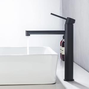 Rubinetto per lavabo miscelatore alto - Miscelatore monocomando alto - 282 mm - Nero