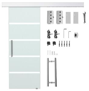 Porta Scorrevole Vetrata 77,5x205 cm Satinata a Strisce