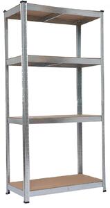 Scaffale 4 Ripiani in Acciaio Galvanizzato e MDF Fadi Silver