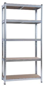 Scaffale 5 Ripiani in Acciaio Galvanizzato e MDF Fadi Silver
