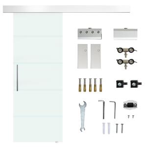 Porta Scorrevole Vetrata 75x210 cm Satinata a Strisce