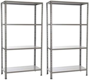 Set 2 Scaffali in Metallo 4 Ripiani 90x40x170 cm Grigio