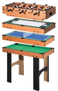 Tavolo Multi Gioco 4 in 1 Calcio Balilla Hockey Ping Pong e Biliardo in Legno MDF 87x43x73 cm