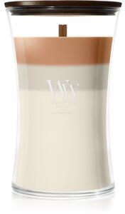 Woodwick Trilogy Café Macchiato candela profumata con stoppino in legno 610 g