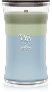 Woodwick Trilogy Verdant Woods candela profumata con stoppino in legno 610 g