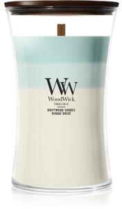 Woodwick Trilogy Driftwood Shores candela profumata con stoppino in legno 610 g