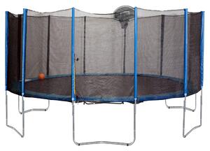 Trampolino Elastico Ø366 cm con Rete di Sicurezza e Canestro Basket NBA