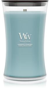 Woodwick Cedarwood & Ocean Moss candela profumata con stoppino in legno 610 g