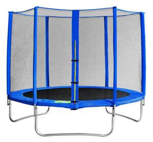 Trampolino Elastico con Rete Ø305x65/245 h cm in Plastica Blu