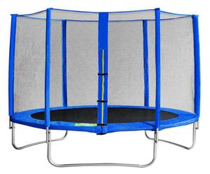 Trampolino Elastico con Rete Ø366x89/269 h cm in Plastica Blu