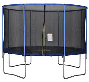 Trampolino Tappeto Elastico Ø366x269 cm con Rete e Bordo Imbottito Blu e Nero
