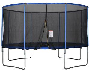 Trampolino Tappeto Elastico Ø426x269 cm con Rete e Bordo Imbottito Blu e Nero