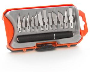 Set Taglierino Tagliabalza Coltello + Lame con Custodia in Plastica