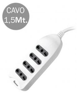 V-TAC Multipresa ciabatta 4 posti prese/bipasso 10/16A standard italiano con attacco a parete - sku 8707
