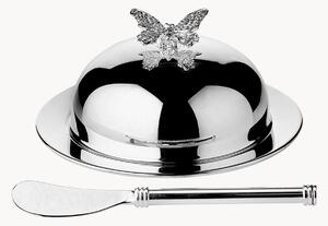 Burriera placcata in argento Farfalla con coltello, set da 4
