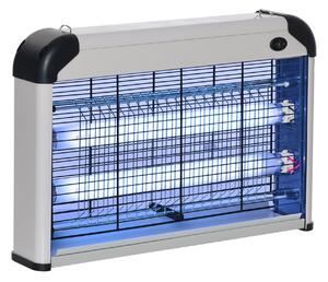 Zanzariera Elettrica 2 Lampade LED 20W Argento e Nero