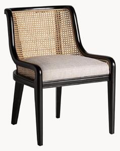 Poltrona lounge in legno di caucciù e rattan con seduta imbottita Velburg