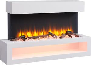 Camino elettrico da parete BALDERIA Nikos – Potenza di riscaldamento fino a 2000 W, effetto fiamma 3D, bianco