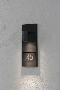 Konstsmide Modena numero civico nero Applique in alluminio laccato nero con vetro trasparente incl. numero civico