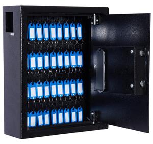 Cassetta Portachiavi di Sicurezza Professionale da Muro di 40 ganci Nero 30x36,5x10 cm
