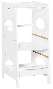 Torre Montessoriana per Bambini 40x50x90 cm Altezza Regolabile in MDF Bianca