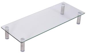 Supporto Monitor da Scrivania Regolabile 56x21x9-11H cm in Vetro e Acciaio Glass