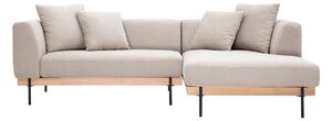 Divano ad angolo destro 4 posti in tessuto ciniglia beige e metallo nero IVAR