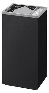 Cestino Gettacarte Posacenere 30,6x60x24,5 cm in Metallo Nero Opaco 17L per Interno Esterno