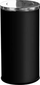 Cestino Gettacarte Ø38,5 cm in Metallo Nero Opaco 52L con Coperchio Girevole